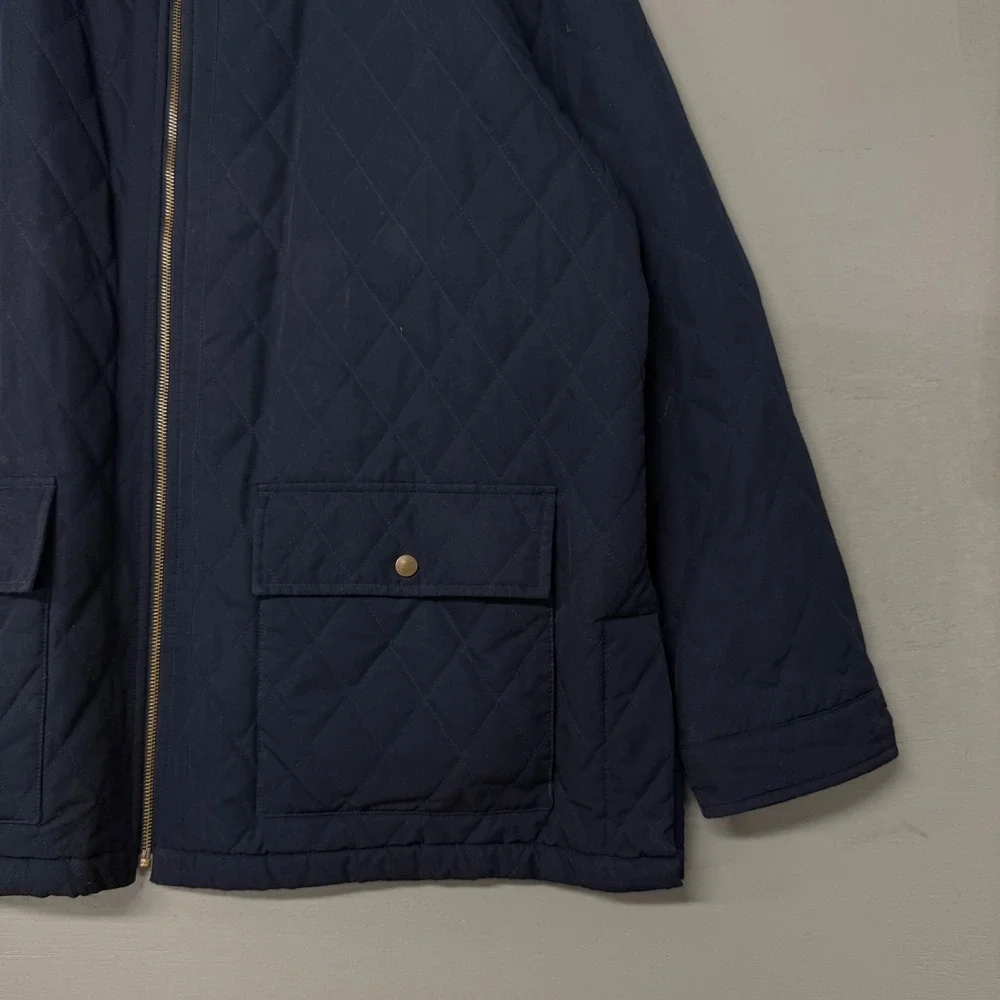 Vintage Polo Ralph Lauren Quilted Bomber Jacket Navy Blue Wool Lined‎ XXL